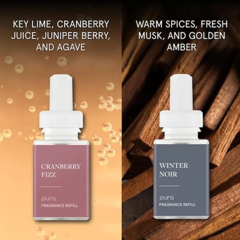 PURA 4 Smart Fragrance Diffuser with Cranberry Fizz & Winter Noir Refills NEW